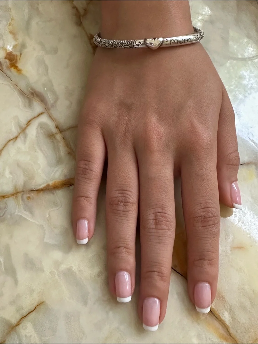 Brighton Silver 'Mom' Engraved Heart Bracelet